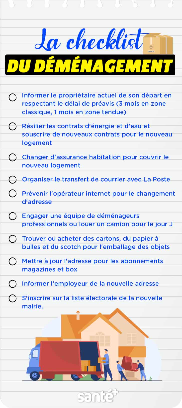 Checklist à imprimer pour un déménagement réussi