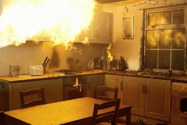 Incendie dans une cuisine 