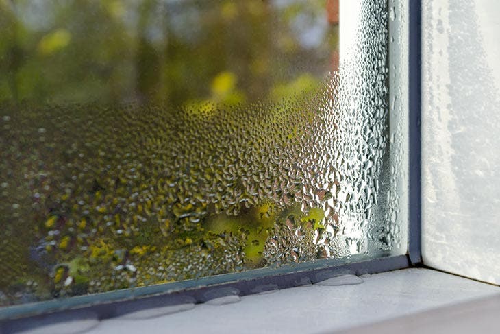 Signe de condensation sur la vitre d’une fenêtre 