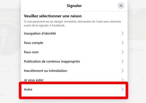 Liste des signalements facebook