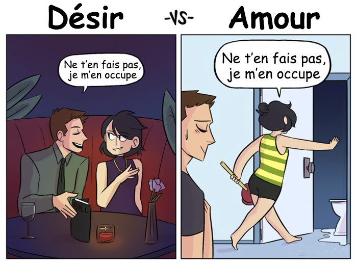 Une bande dessinée amusante capture la différence entre l’amour et la luxure