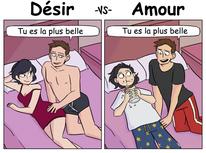 Une bande dessinée amusante capture la différence entre l’amour et la luxure