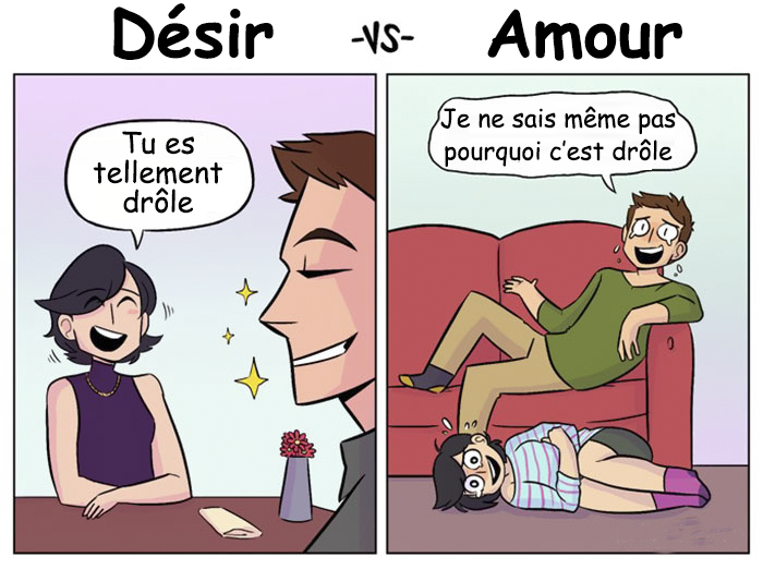 Une bande dessinée amusante capture la différence entre l’amour et la luxure