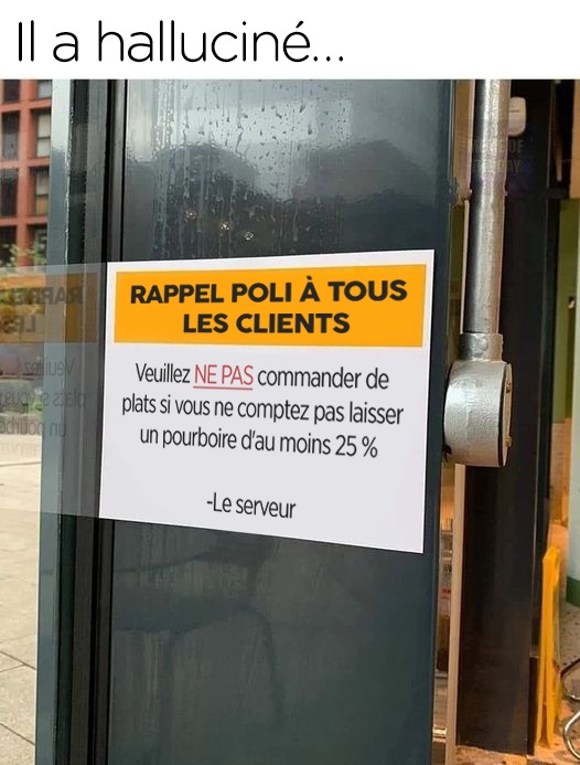 Ce serveur exige que les clients donnent au moins 20 % de pourboires