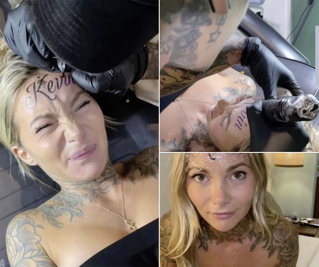 Envers et contre tous, elle décide de se tatouer le nom de son copain sur le front