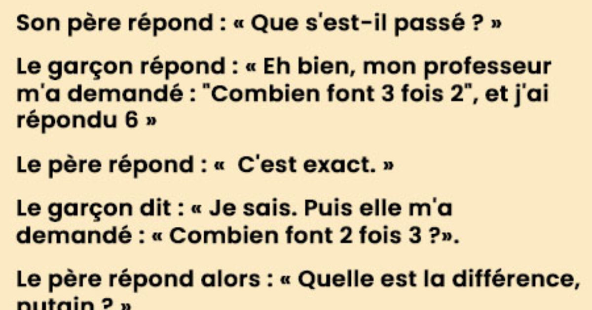 Le petit Johnny rentre de l’école et annonce qu’il a obtenu un 8/20