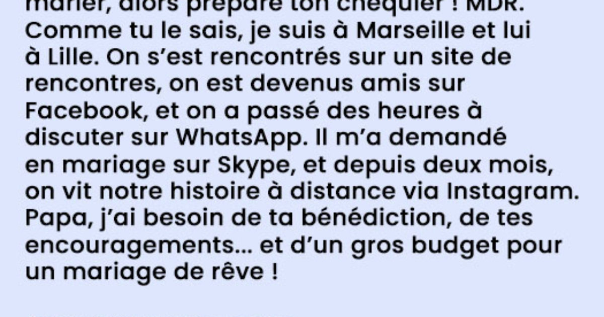 Le SMS d'une fille à son père…