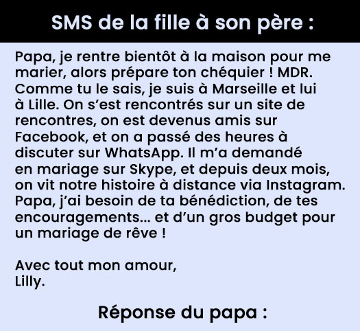 Le SMS d'une fille à son père…