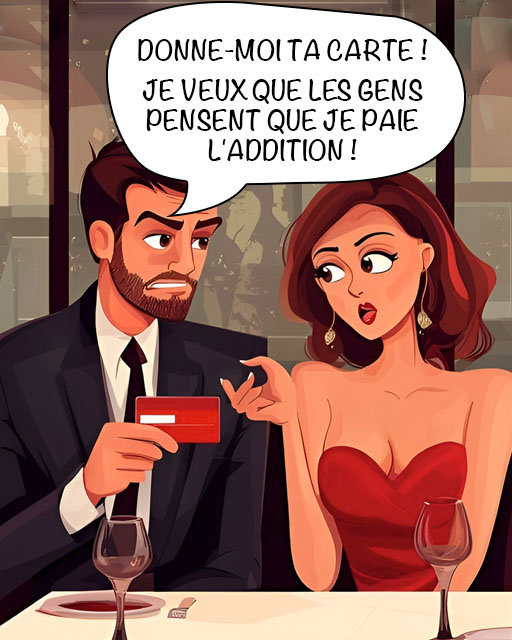 Mon copain m’a demandé de lui donnée ma carte pour régler l’addition au restaurant