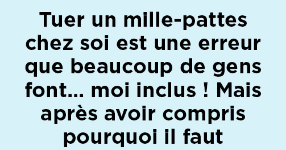 Pourquoi vous ne devriez plus jamais tuer un mille-pattes dans votre maison