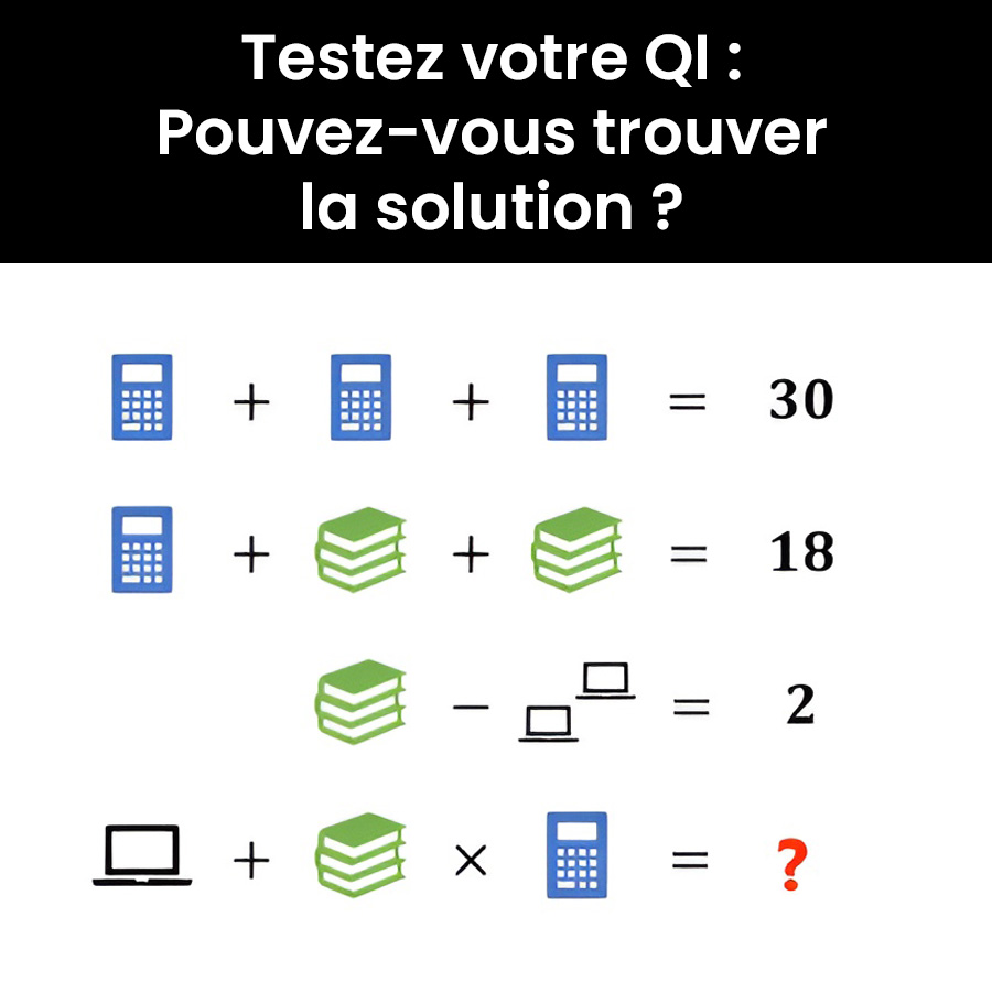 Problème de mathématiques viral – Calculatrice, livres, ordinateurs portables