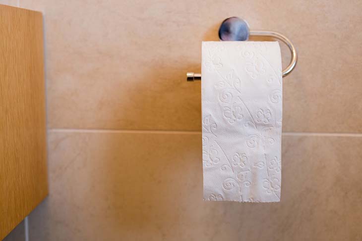 Un rouleau de papier toilette accroche 