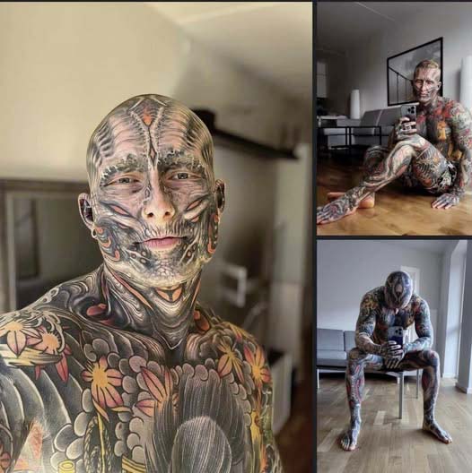 Un accro au tatouage tatoue 95 % de son corps et révèle à quoi il ressemblait il y a seulement 5 ans…