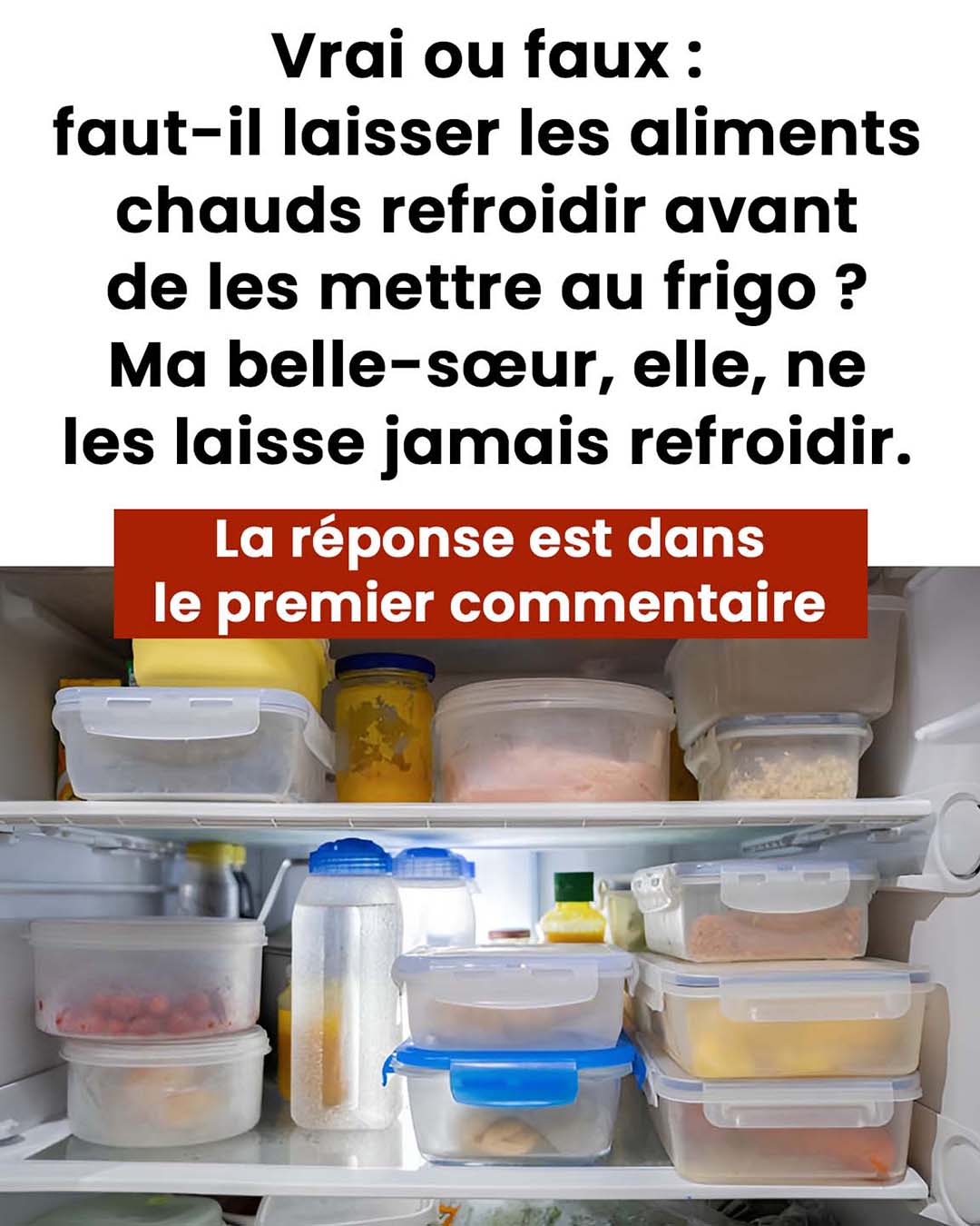 Vrai ou faux : faut-il laisser les aliments chauds refroidir avant de les mettre au frigo ?